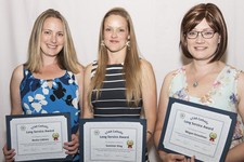 Five Year Long Service honouree: Becka Leblanc, Sommer King, Megan Greschner.