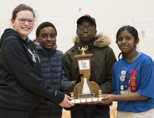Father Leduc Catholic School students took first place in the first annual STAR Science Olympics.(Left to right) Natalie Secret, Samuel Esebor, Nathan Diankulu, and Shreya Inda Roach Benedict.
