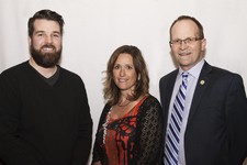 Superintendent Dr. Troy Davies (right) honours STAR Catholic School Division Master Degree honourees Jordan Robinson (Christ the King School) and Kim Svitich (St. Augustine School).